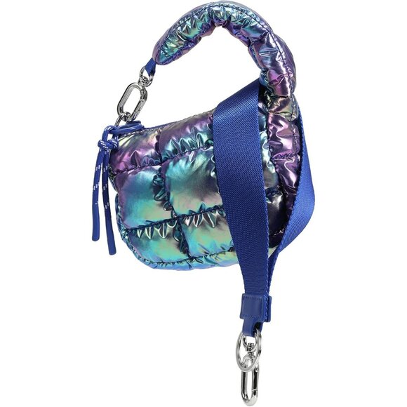 Women's Mini Cute Quilted Wristlet Charm Gift Pouch Puffer Purple Evening Bag - Picture 3 of 5